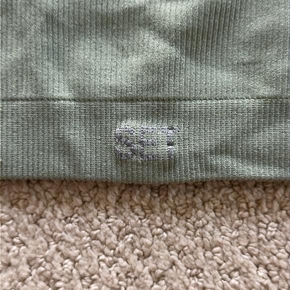 SET Active sage green one shoulder bra top Medium - Picture 2 of 3